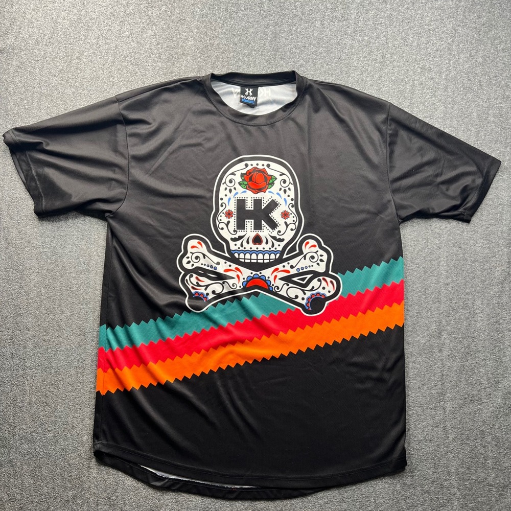 HK Army Paintball Jersey Mens 3XL Black Sugar Skull Graphic Short Sleeve Shirt